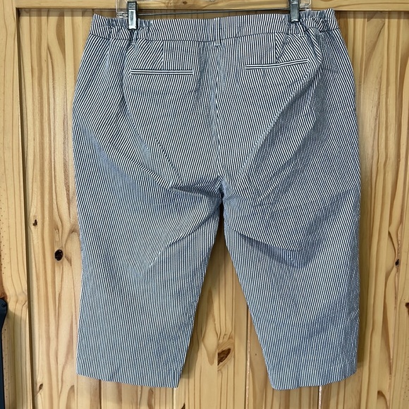 Talbots Blue White Striped Chelsea Capri/ Bermuda Pants. Size 16 P (580) - Picture 4 of 10